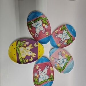 Adorable  Studio 33 Easter Bunny Plates – Set of 5(Hand-Painted Ceramic